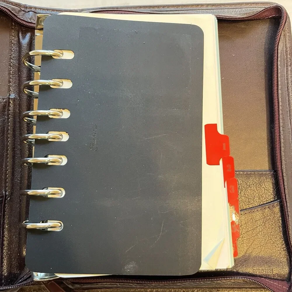 Leather Franklin Inserts Covey Planner Zippered 7-Ring Organizer Burgundy